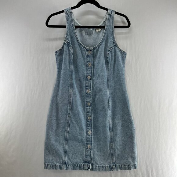 Levi's Tuli Denim Mini Dress Womens S Sleeveless Button-Down 90s Light Wash Blue - Picture 1 of 15
